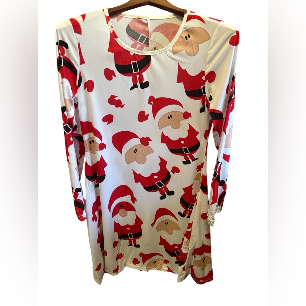 Festive Santa Claus Graphics Women’s Holiday Christmas Party Dress Size Medium